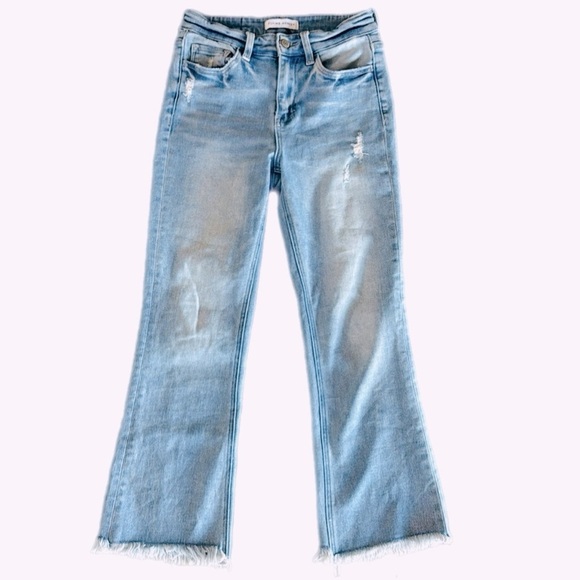 Flying Monkey Like New High Rise Raw Hem Kick Flare Jeans Size 26 - Picture 7 of 8